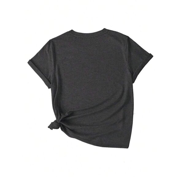 INAWLY Women's Fitted Graphic T-Shirt With English Slogan And Cute Raccoon Print - Picture 3 of 3